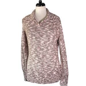Liz Claiborne Sweater Size XL Pullover Long Sleeve Knit Maroon, Pink and White